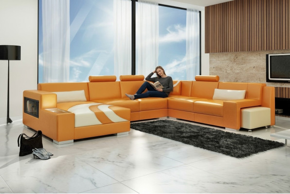 Woonlandschap bank gestoffeerde hoekbank designer lederen bank grote bank nieuw V015A