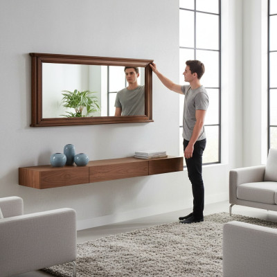 WANDSPIEGEL HOLZRAHMENSPIEGEL RAHMEN RECHTECKIGER SPIEGEL DESIGNER Prato PR-L1  = WANDSPIEGEL HOUTEN LIJSTSPIEGEL LIJST RECHTHOEKIGE SPIEGEL ONTWERPER Prato PR-L1