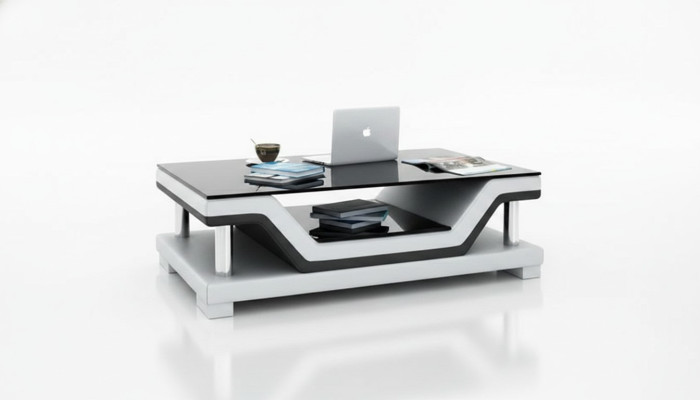 Designer salontafel Gestoffeerde tafel leer glas Moderne tafels #SB3009