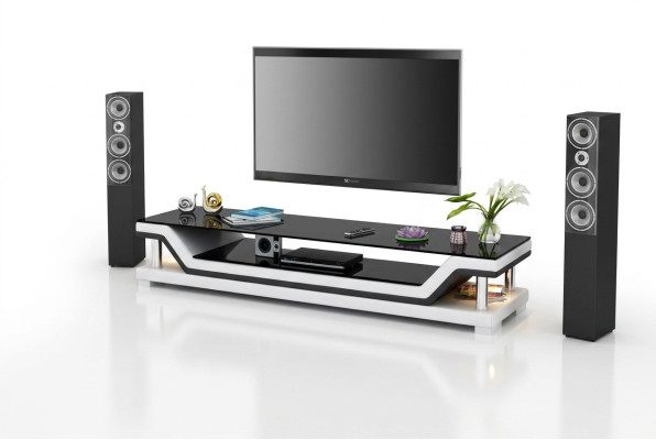 RTV TV dressoir Leder Glas Tafel Televisiekast Tafel Designer 3009