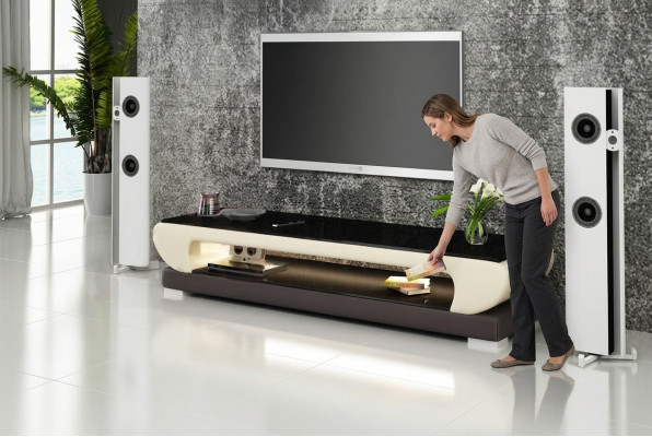 RTV TV dressoir Leder Glas Tisch Fernseh Schrank Tisch Designer 403