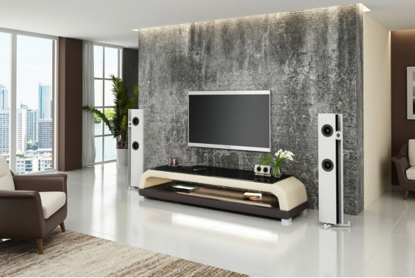 RTV TV dressoir Leder Glas Tafel TV-kastje Tafel Designer 6108