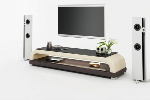 RTV TV dressoir Leder Glas Tafel TV-kastje Tafel Designer 6108