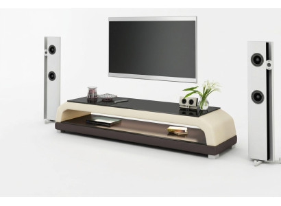RTV TV dressoir Leder Glas Tafel TV-kastje Tafel Designer 6108