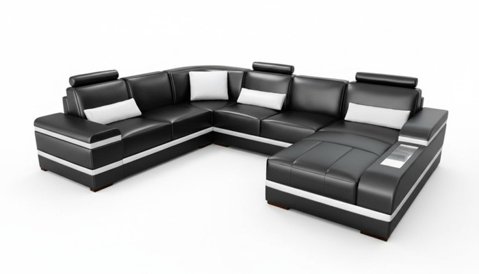 Hoekbank Leren sofa Big XXL U-vormige woonlandschap Bankstel Nieuw H2218