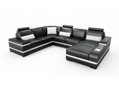 Hoekbank Leren sofa Big XXL U-vormige woonlandschap Bankstel Nieuw H2218