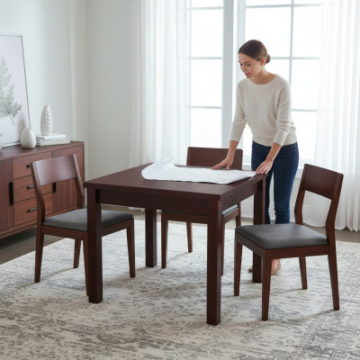 Tafel Eettafel Houten tafel XXL Vergadertafel 100 x 100cm Uittrekbaar 100x250 cm