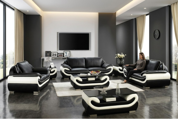 Sofaset Bankkussen Bankstel Set 3+2+1 Leerbanken Bankstellen Set Stoel T777