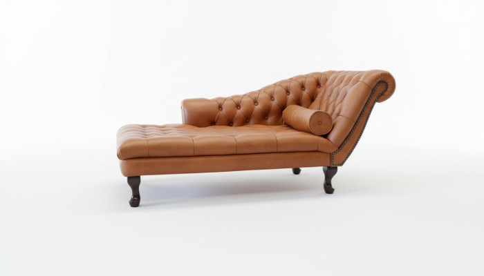 Chesterfield Ligstoelen en Ottomaanse Bank van echt leer Relax Chaise Nieuw