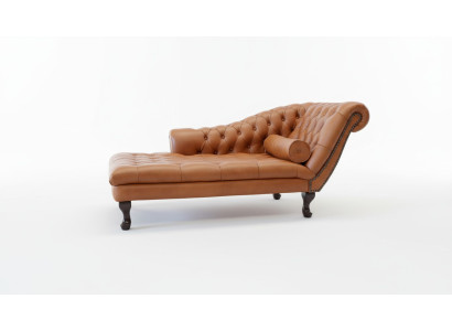 Chesterfield Ligstoelen en Ottomaanse Bank van echt leer Relax Chaise Nieuw