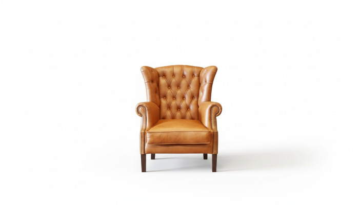 Chesterfield oorfauteuil fauteuil stoffering televisie kantoor bank 100% echt leer