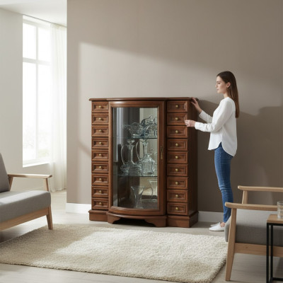 Klassieke vitrinekast commode ladenkast dressoir kast vitrinekast model Z-KS2