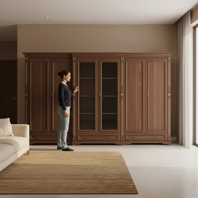 Klassieke kasten Kast Kastenwand Kledingkast Massief Koloniaal Stijl O6D