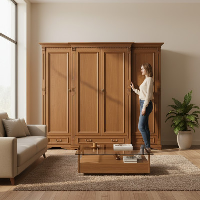 Klassieke kasten Kast Wandkast Kledingkast Massief Koloniale Stijl O4D