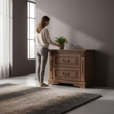2x Set Klassieke Nachtkastjes Nachtkastje Nachtkonsolen Tafel Massief Hout OSZN