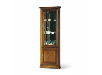 Klassieke vitrinekast hoekkast massief houten verzamelvitrine