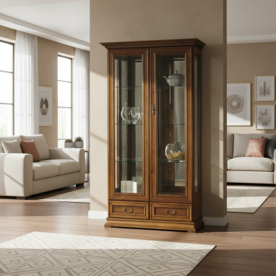 Klassieke vitrinekast Glazen kast Massief Vitrinekast Vitrines Nieuw R-W3