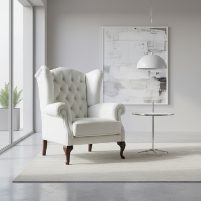 Chesterfield oorfauteuil fauteuil bekleding televisie kantoor bank echt leer CL-F2