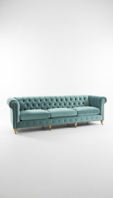 Chesterfield 3-zitsbank Sofa Couch Textiel Leder Fluweel Set Bekleding Zit Nieuw