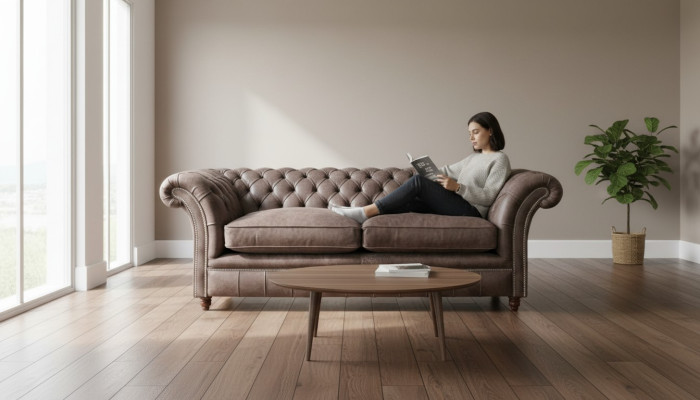 Chesterfield Sofa Bankstel Bekleding Set 3-zits Zitplaats Leder Textiel 161013-24