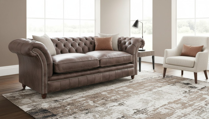 Chesterfield Sofa Bankstel Bekleding Set 3-zits Zitplaats Leder Textiel 161013-24