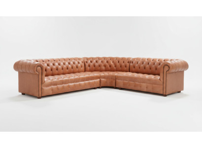 Woonlandschap hoekbank Chesterfield lederen hoekbank bank bekleding hoek