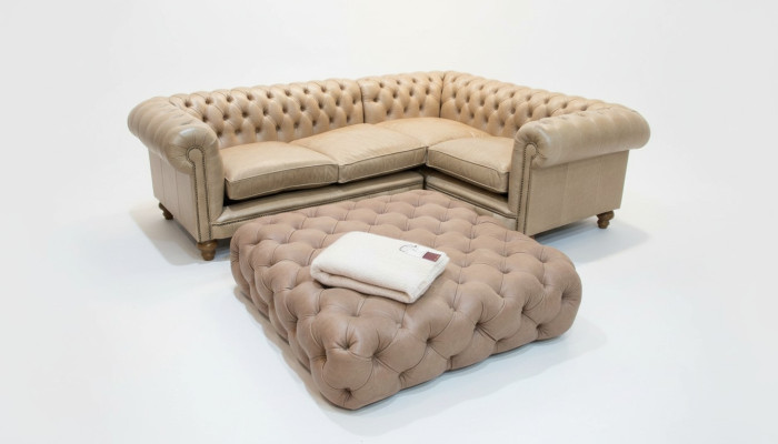 Leerbank hoekbank bank bank gestoffeerde Chesterfield hoekbank set hoek nieuw