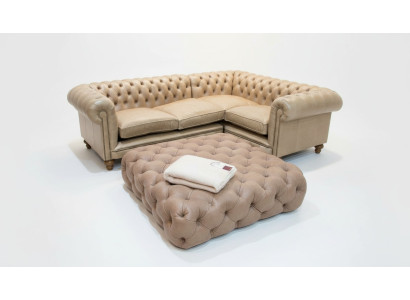Leerbank hoekbank bank bank gestoffeerde Chesterfield hoekbank set hoek nieuw