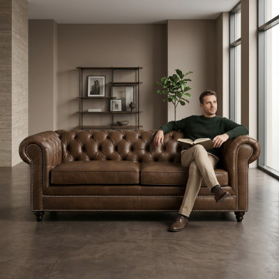 Chesterfield Sofa 3-ZITS Bekleding Designer Banken Sofa Set SL Sofa 8 Nieuw