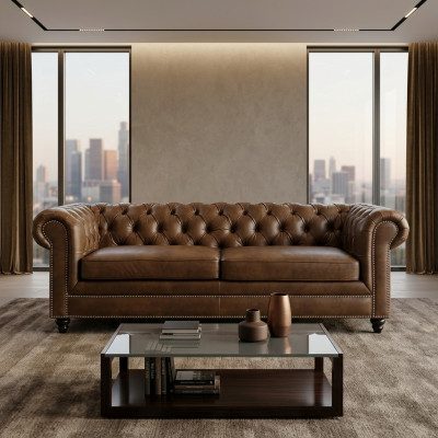 Chesterfield Sofa 3-ZITS Bekleding Designer Banken Sofa Set SL Sofa 8 Nieuw