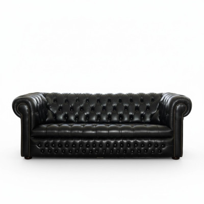 Zwarte Chesterfield bank 3+1 zits designer banken set