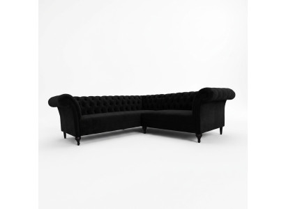 Zwarte Chesterfield luxe L-vormige bank