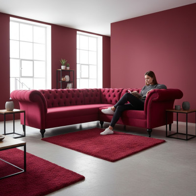 Modern Chesterfield hoekbank hoekbank ontwerper bank fluwelen lederen bank.