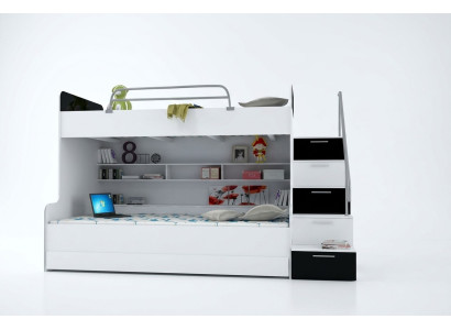 Stapelbed Stapelbed Bed Kinderbed Jeugdbed Hoogslaper Nieuw Zwart/Wit