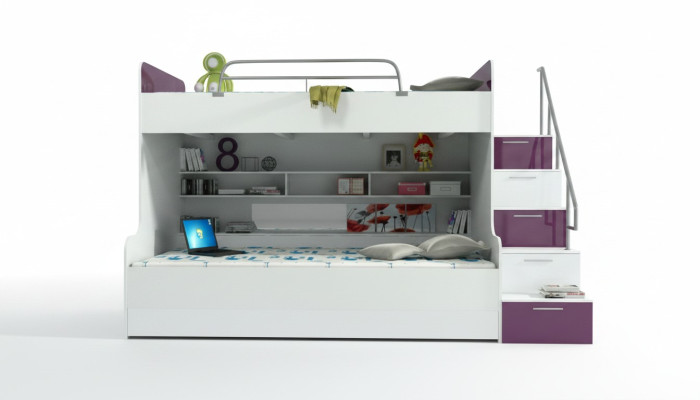 Stapelbed Stapelbed Bed Kinderbed Tienerbed Hoogslaper Nieuw Paars/Wit