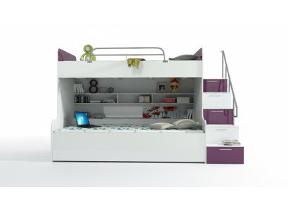 Stapelbed Stapelbed Bed Kinderbed Tienerbed Hoogslaper Nieuw Paars/Wit