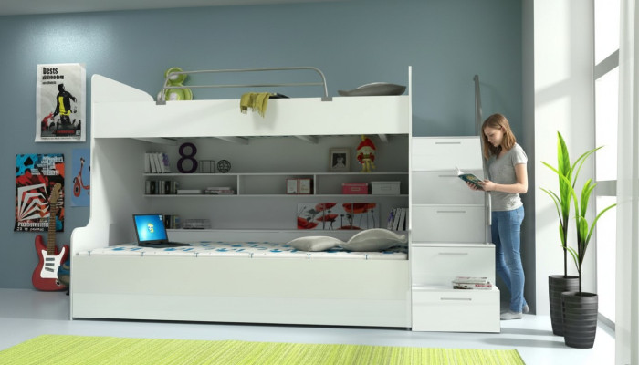 Stapelbed Stapelbed Bed Kinderbed Tienerbed Hoogslaper Nieuw Wit/Wit