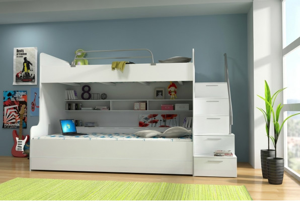 Stapelbed Stapelbed Bed Kinderbed Tienerbed Hoogslaper Nieuw Wit/Wit