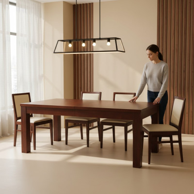 Tafel Eettafel Houten tafel XXL Vergadertafel 90x90cm Uitschuifbaar 90x290cm