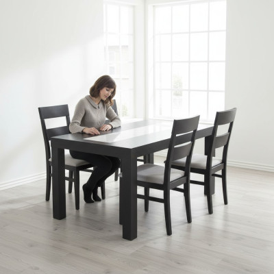 Tafel Eettafel Houten tafel XXL Vergadertafel S32 90x170cm Uitschuifbaar