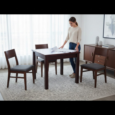 Tafel Eettafel Houten tafel XXL Vergadertafel 90x120cm Uitschuifbaar 90x270 cm