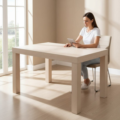 Tafel Eettafel Houten tafel XXL Vergadertafel 90x180cm Uitschuifbaar 180x240cm