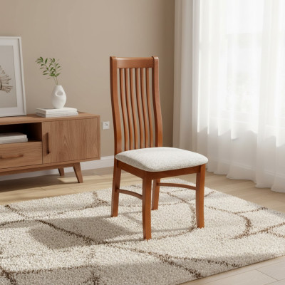 Massief houten eetkamerstoel Designer lederen stoel Decoratieve stoelen