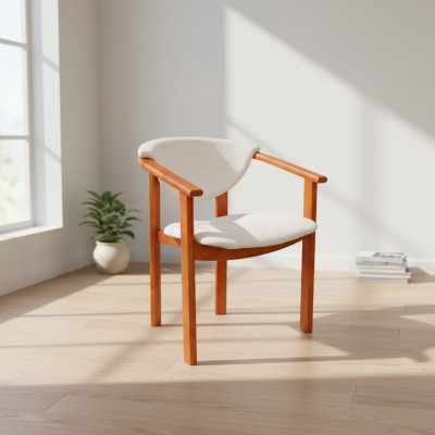 MASSIEF HOUTEN EETKAMERSTOEL ONTWERPER KLASSIEK Wit HOUTEN ARMSTOEL