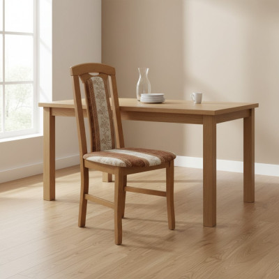 MASSIEF HOUTEN STOEL HOUTEN DESIGNER STOEL EETKAMERSTOEL KLASSIEK BEIGE DECORATIEF