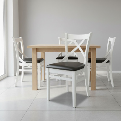 MASSIEF HOUTEN STOEL MODERN DESIGN ZILVER EETKAMERSTOEL KEUKEN DECORATIEF