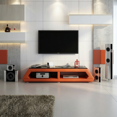RTV TV dressoir leer glazen tafel televisiekast tafel lowboard Mo.B.