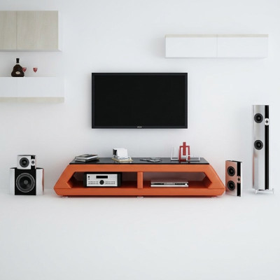 RTV TV dressoir leer glazen tafel televisiekast tafel lowboard Mo.B.