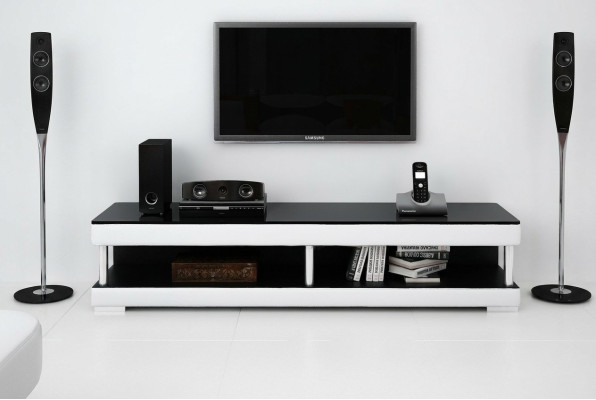 RTV TV meubel Lederen glazen tafel Televisiekast Lage tafel Mo.C