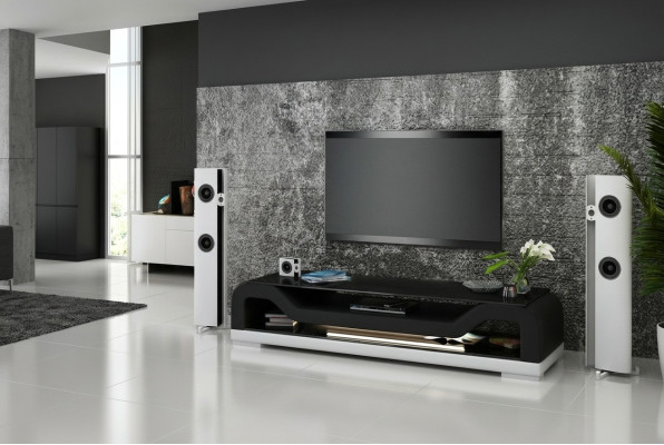 RTV TV dressoir Leder Glas Tafel TV-kast Lowboard Ma.F.